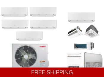 TOSOT 5-Zone 21 SEER2 Mini Split H-Heat Pump (-22°F) WIFI, E-Star: 13 EER/10 HSPF (R32)